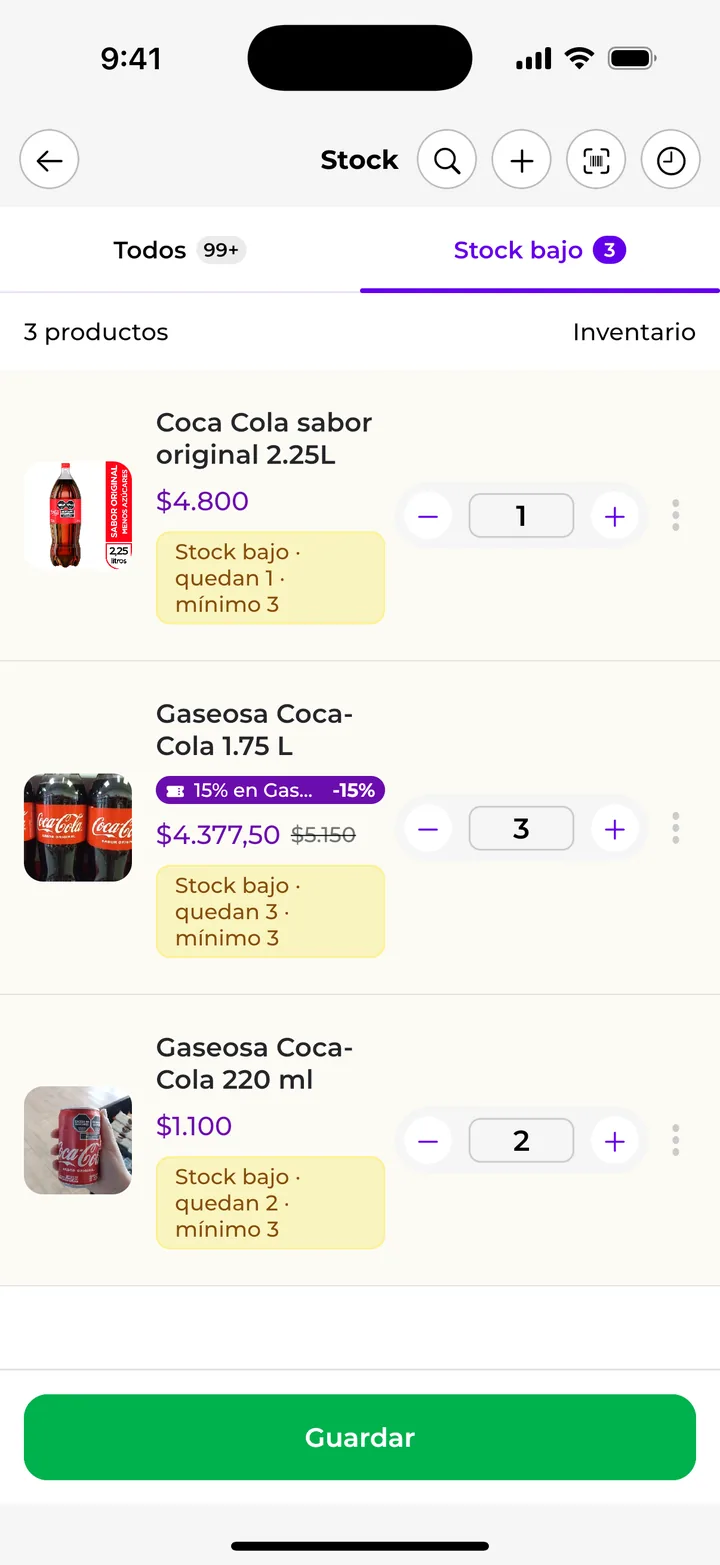 Gestión de stock y compras en el celular