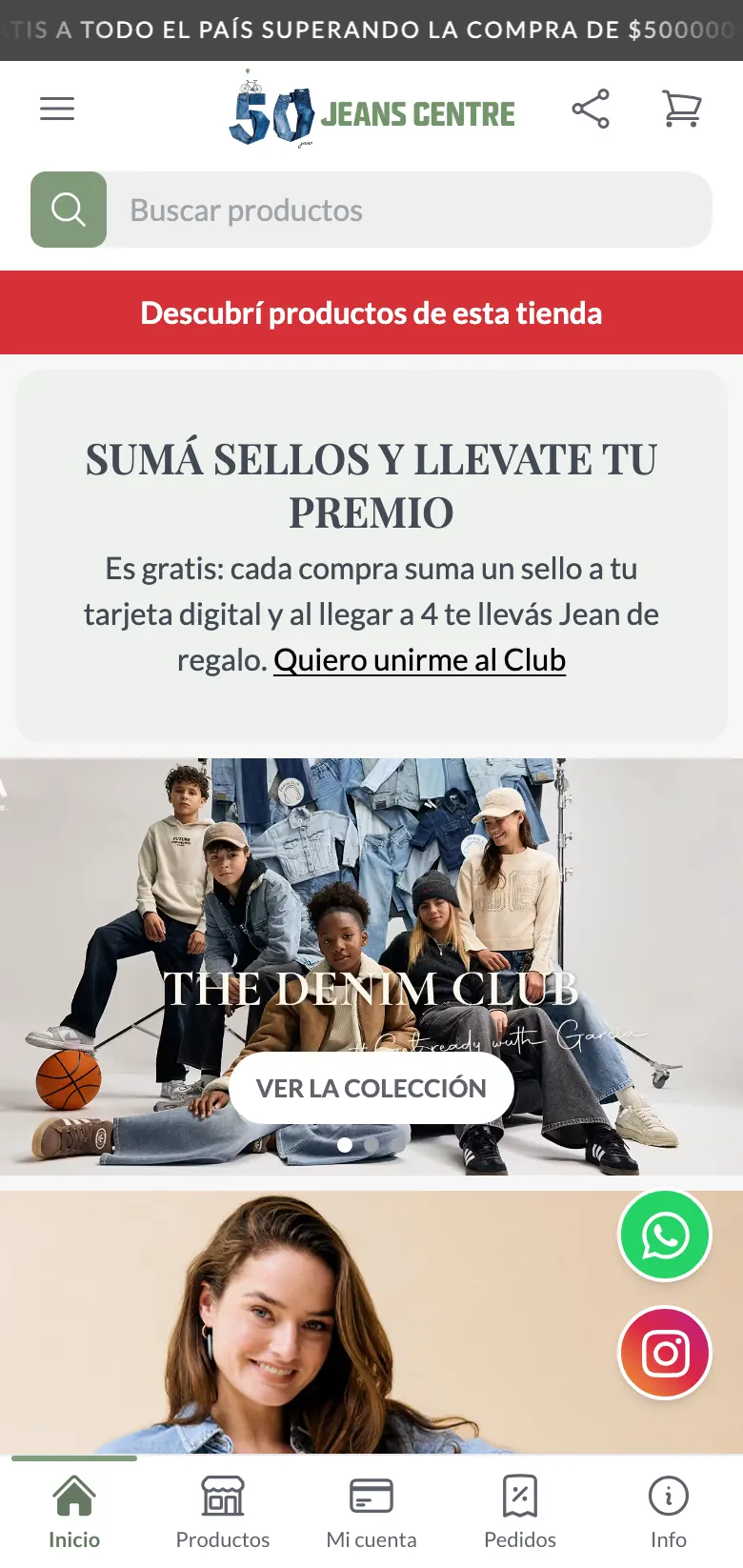 La misma tienda, en el celular
